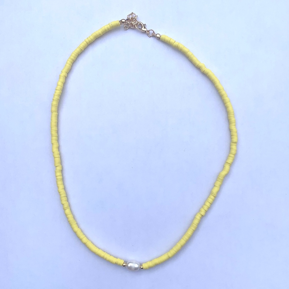 Yellow Handmade Freshwater Pearl Beaded Summer Choker